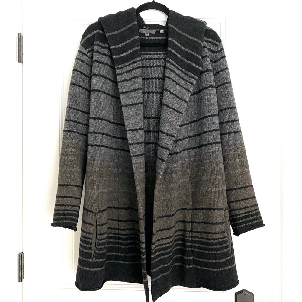 Vince Sophia Striped Cardigan Wool Blend Knit Sweater - S